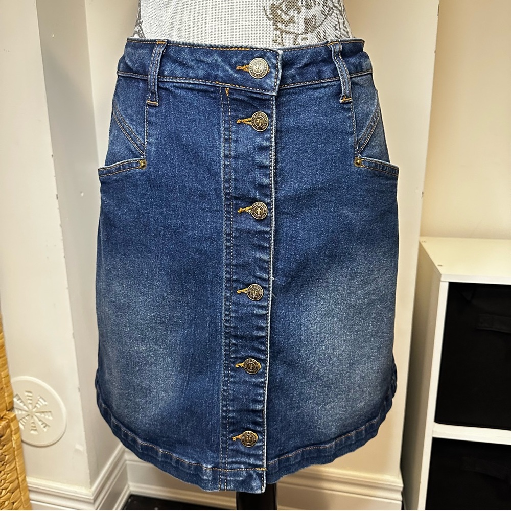 Frye Blue Denim A-Line Skirt